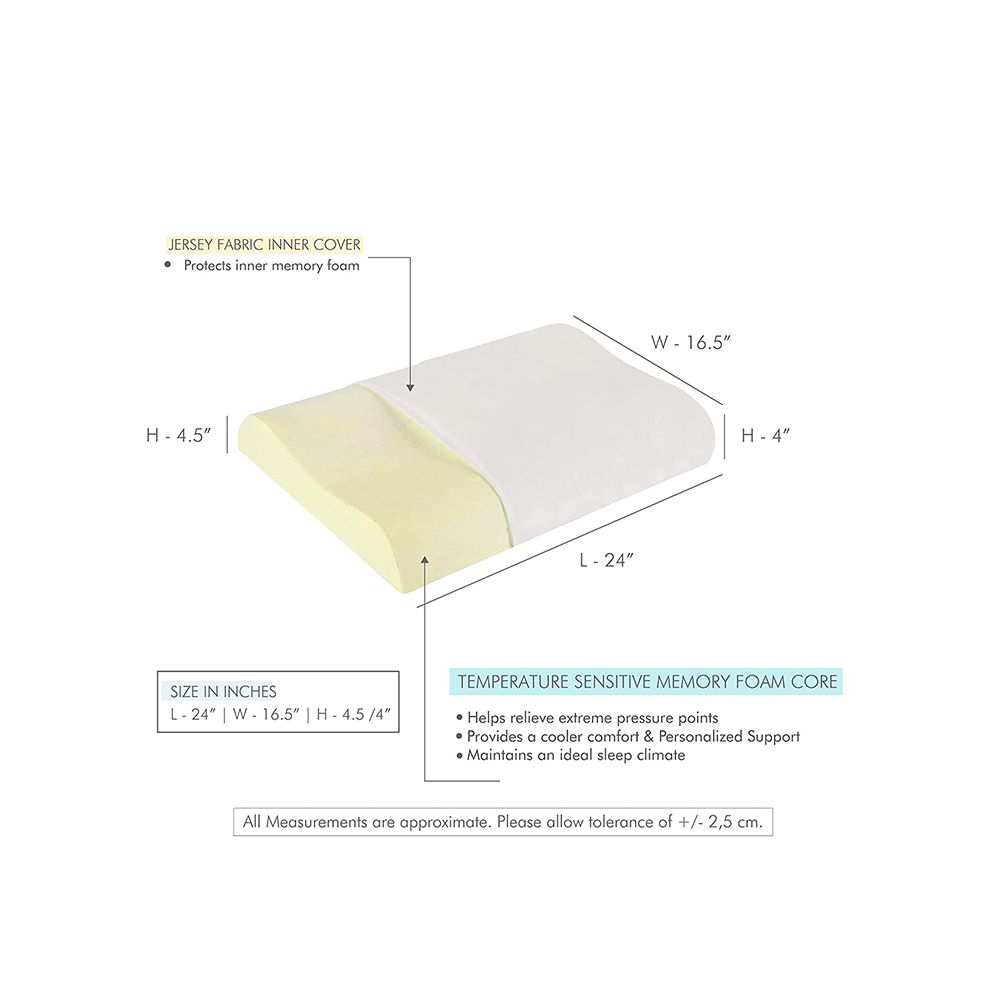 The White Willow Contour Cervical Orthopedic Memory Foam Pillow King Size Off White - Image 2