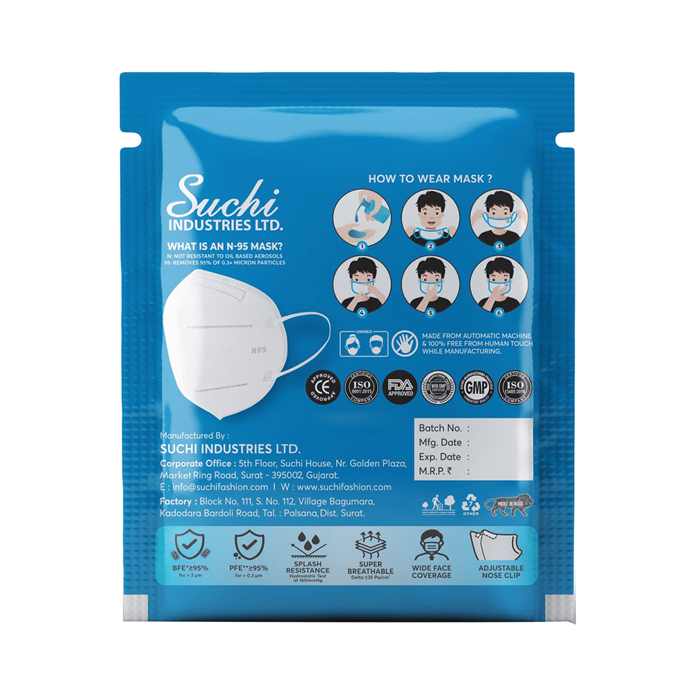 Suchi N 95 Face Mask with Adjustable Overhead Loop White - Image 3