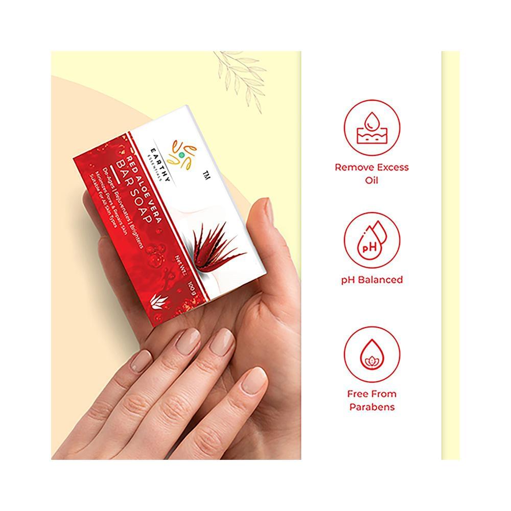 Earthy Essentials Red Aloe Vera Bar Soap (100gm Each) - Image 3
