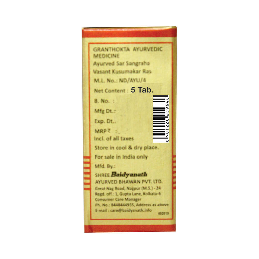 Baidyanath (Nagpur) Vasant Kusumakara Ras (with Gold & Pearl) Tablet | For Vitality, Stamina & Healthy Blood Sugar - Image 4