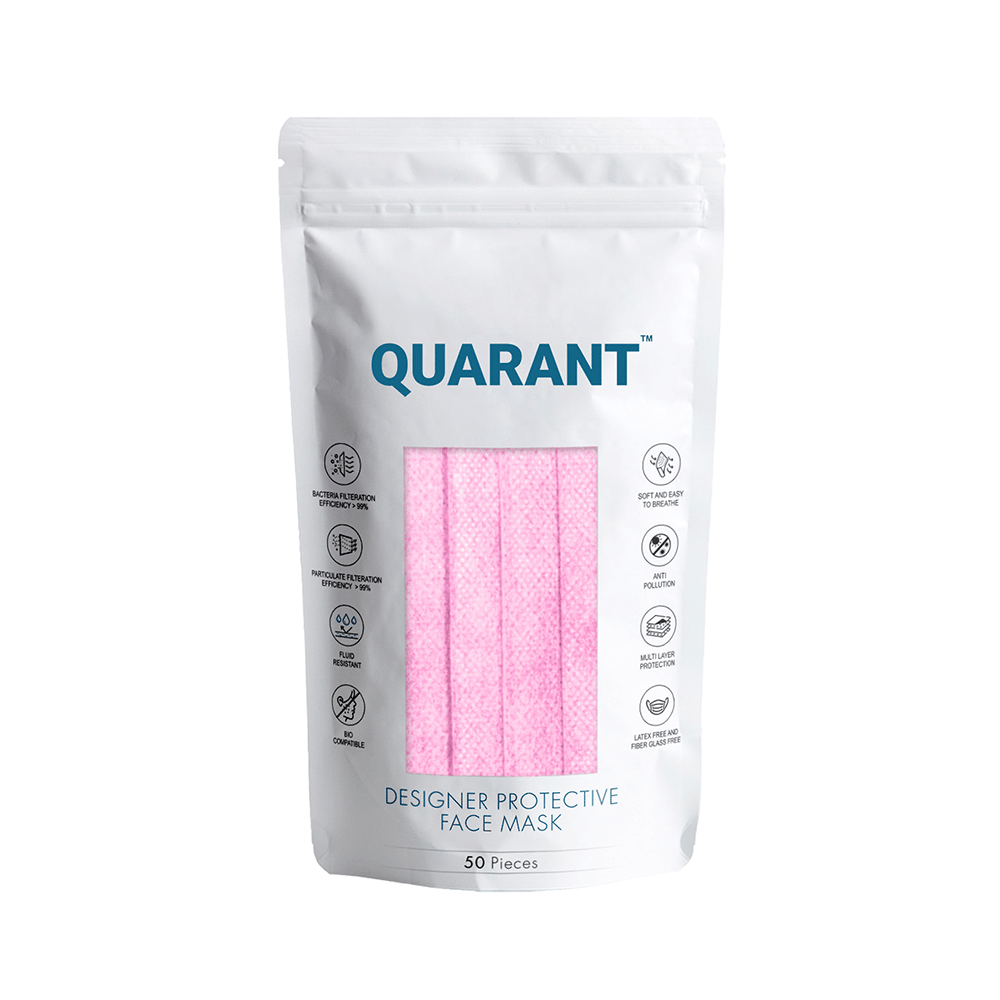 Quarant 4 Ply Designer Protective Face Mask Mask Pink - Image 2