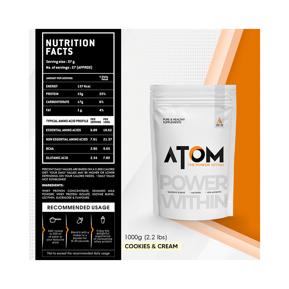AS-IT-IS Nutrition Atom Beginners Whey Protein Powder Cookies & Cream - Image 4