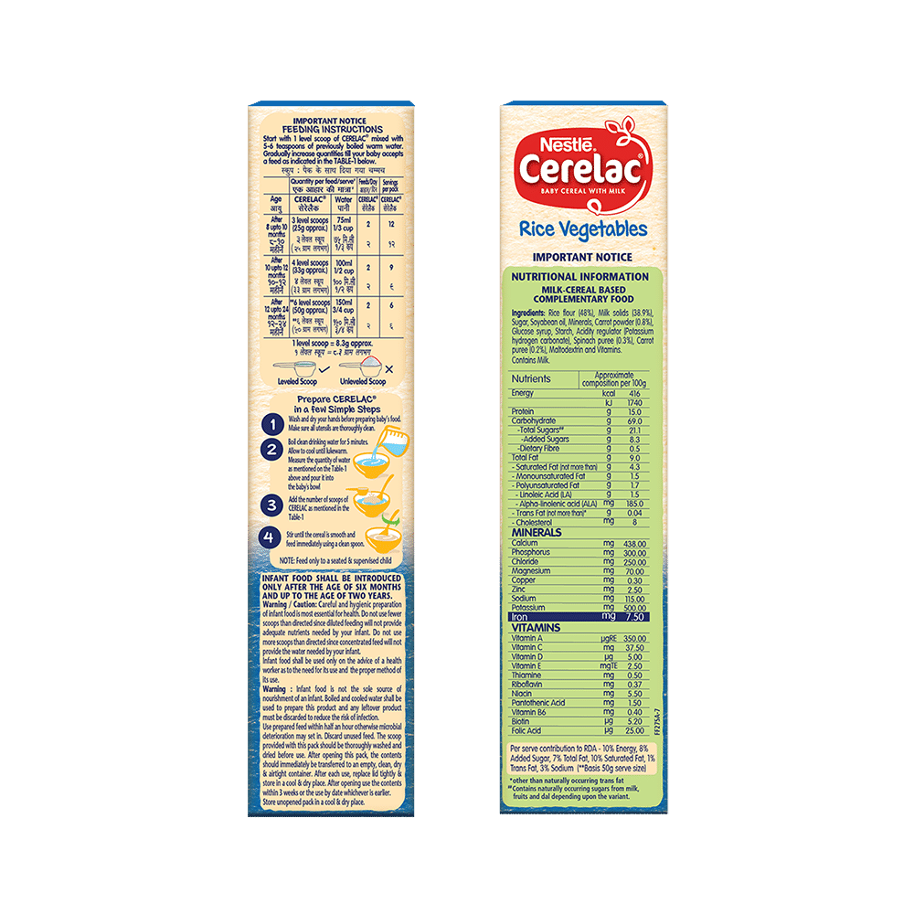 Nestle Cerelac Baby Cereal with Milk from 8 to 24 Months | Rich in Iron | Rice Vegetables - Image 3