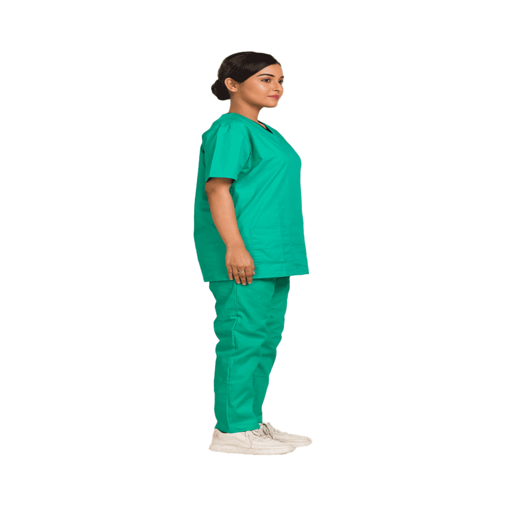 Agarwals Unisex Parrot Green V-Neck Scrub Suit Top and Bottom Uniform Ideal XXL - Image 5