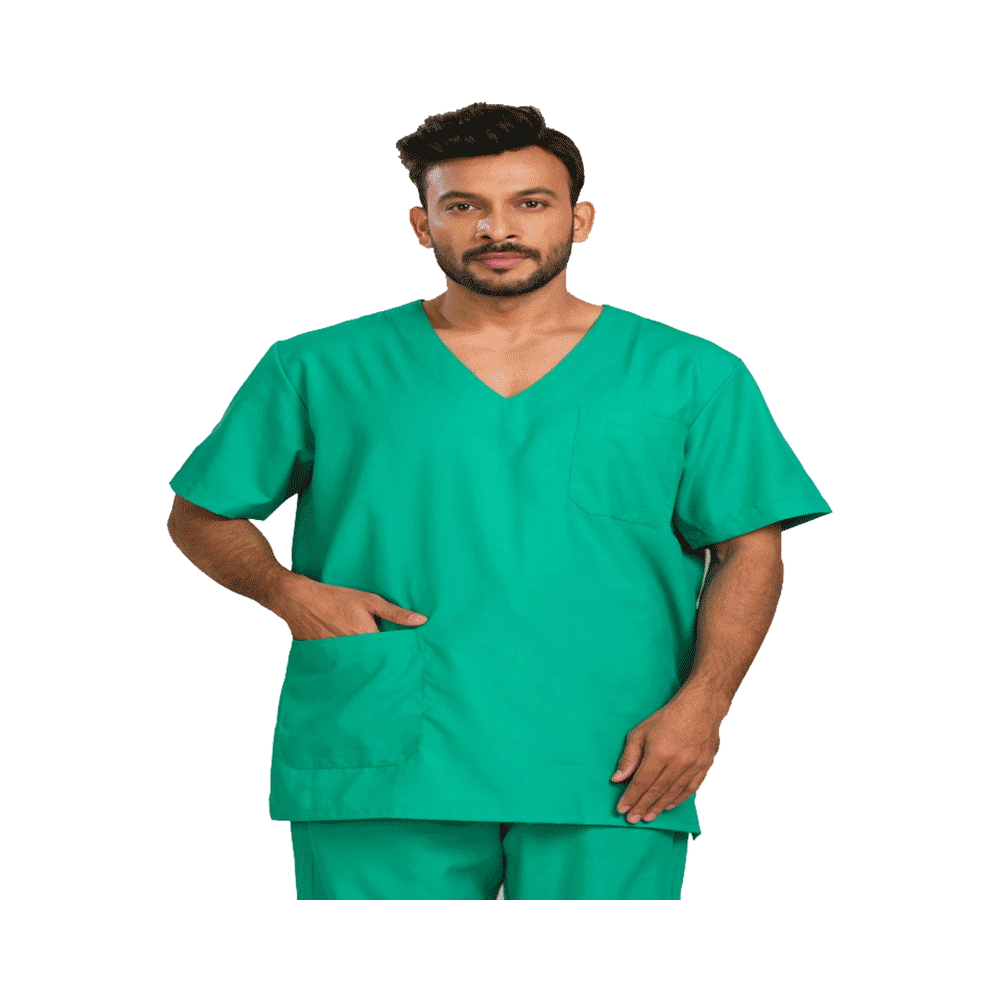 Agarwals Unisex Parrot Green V-Neck Scrub Suit Top and Bottom Uniform Ideal XXL - Image 2