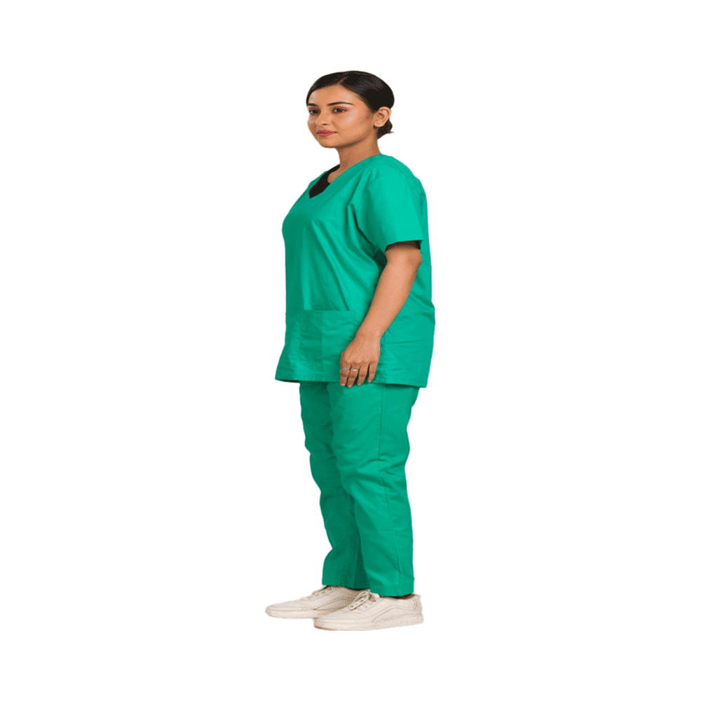 Agarwals Unisex Parrot Green V-Neck Scrub Suit Top and Bottom Uniform Ideal XXL - Image 4