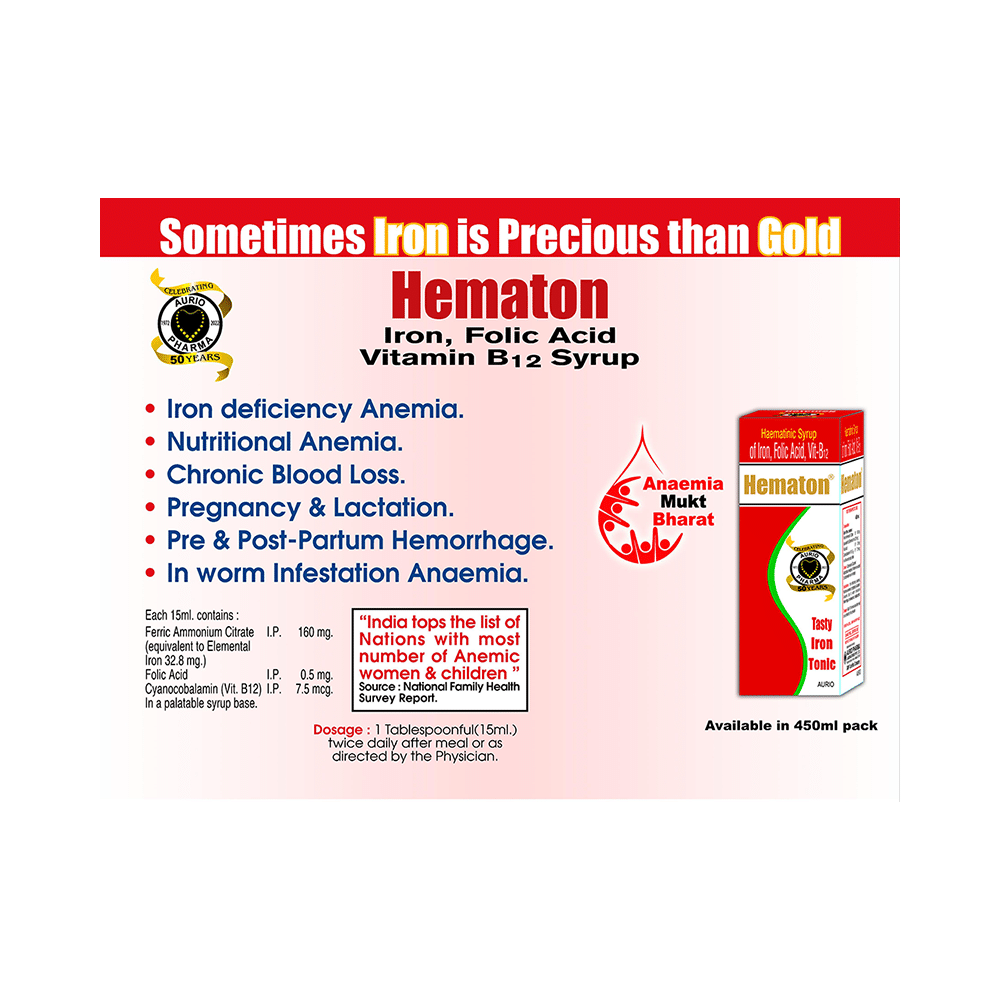 Aurio Pharma Hematon Haematinic Syrup - Image 3