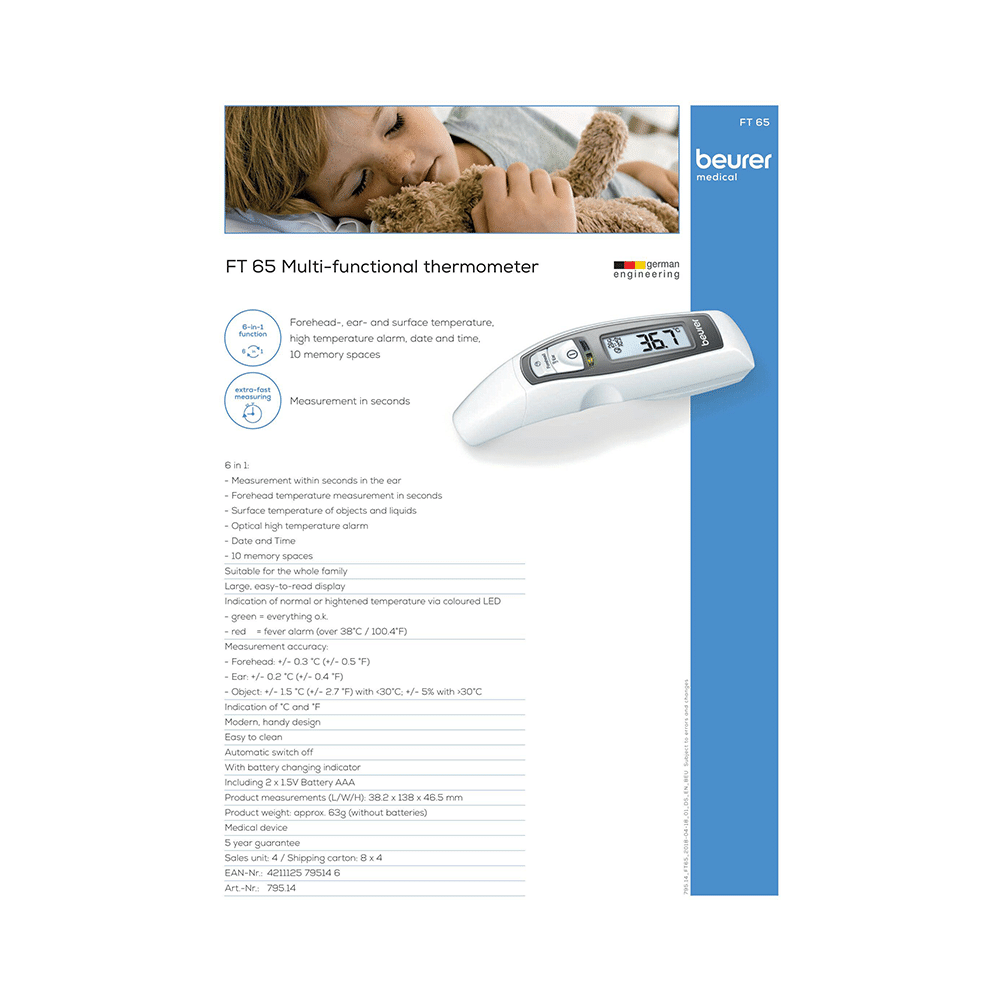 Beurer FT 65 Ear Infra Red Multi Functional Thermometer White - Image 4