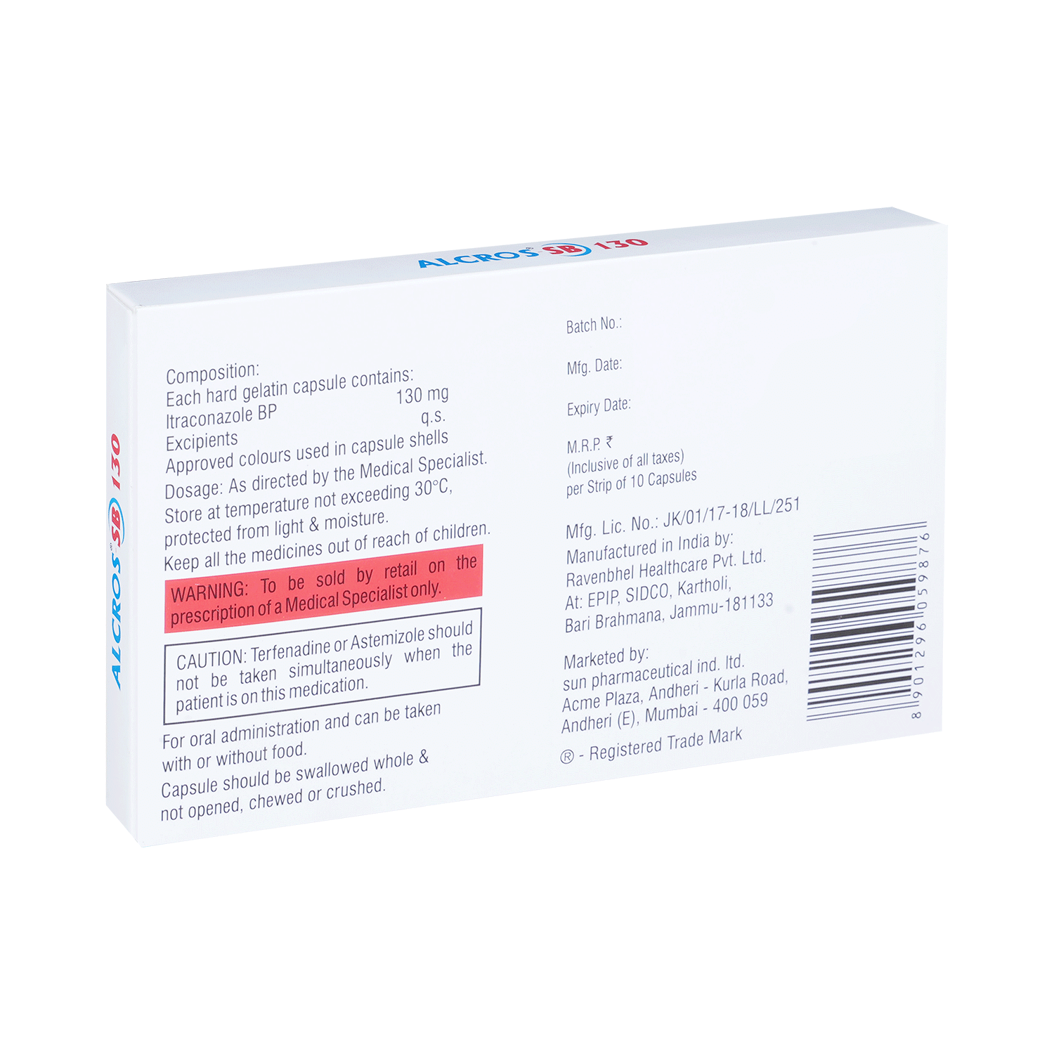 Alcros SB 130mg Capsule - Image 3