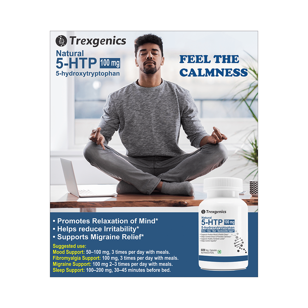 Trexgenics Natural 5-HTP 100mg Veg Capsule - Image 4