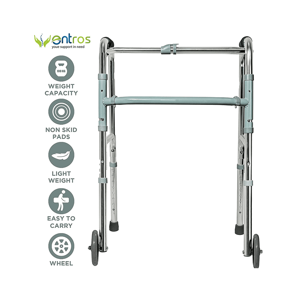Entros KL912 Light Weight Single Handle Aluminum Folding Walker with Wheel - Image 3