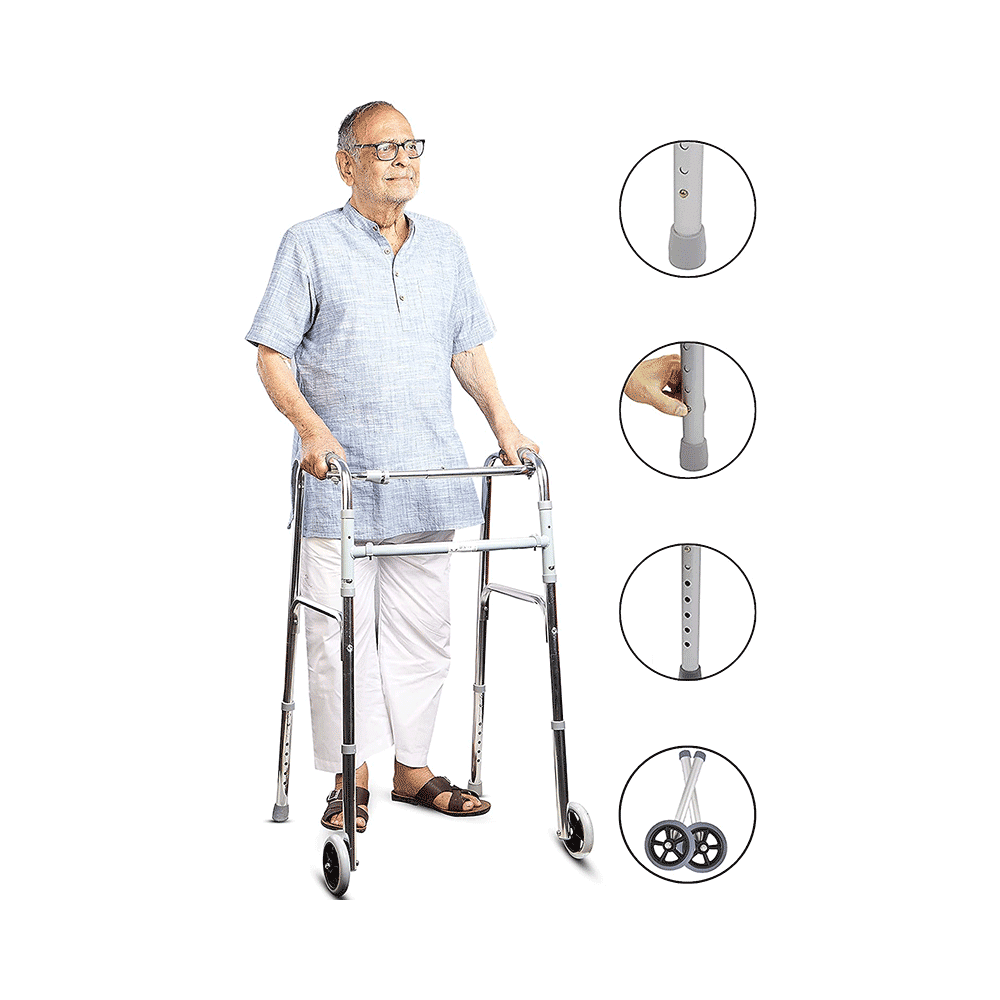 Entros KL912 Light Weight Single Handle Aluminum Folding Walker with Wheel - Image 2