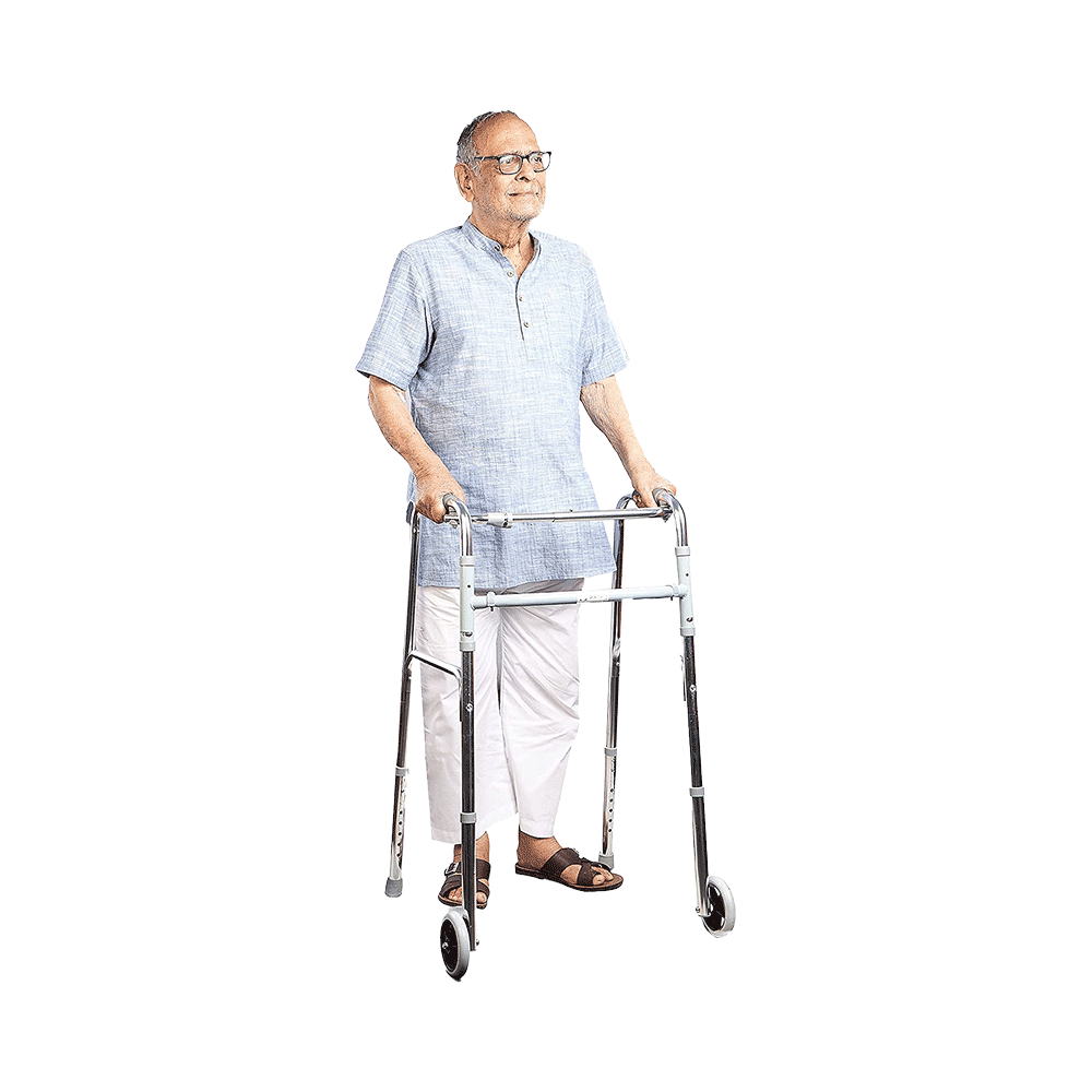 Entros KL912 Light Weight Single Handle Aluminum Folding Walker with Wheel