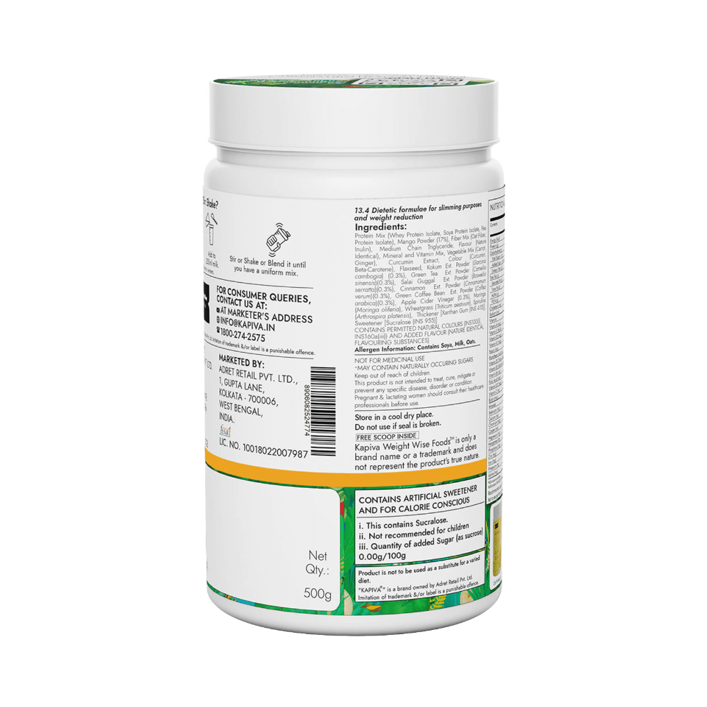 Kapiva Weight Wise Foods Slim Shake Weight Control with High Protein & High Fibre | Flavour Mango - Image 4