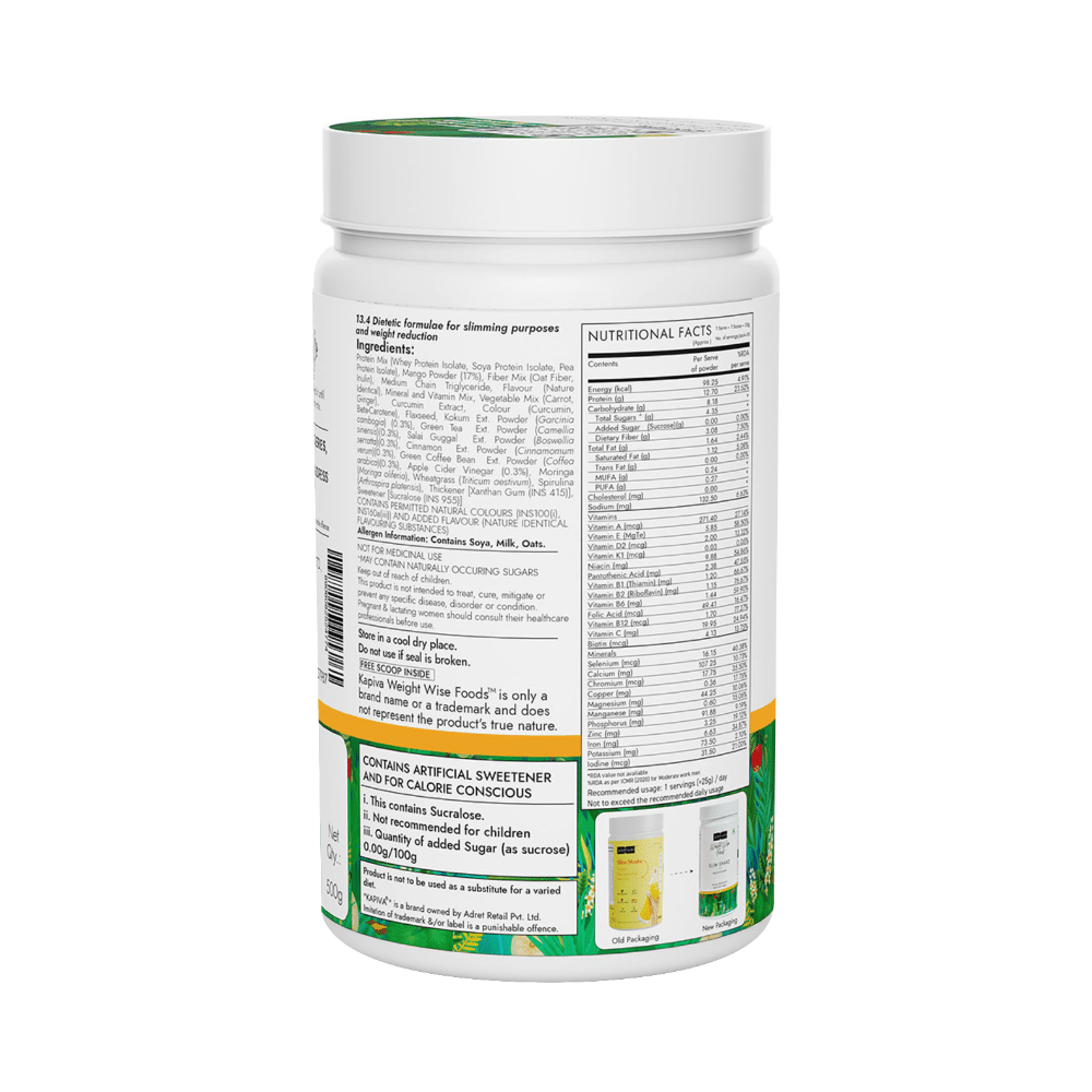 Kapiva Weight Wise Foods Slim Shake Weight Control with High Protein & High Fibre | Flavour Mango - Image 2