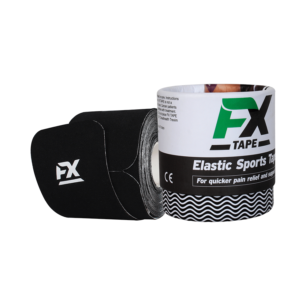 FX Elastic Sports Tape (20 Precut) 10 inch Black