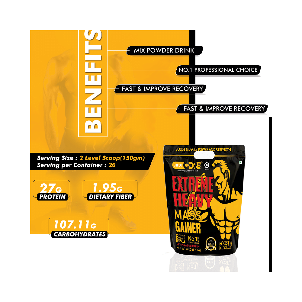 Body Core Science Extreme Heavy Mass Gainer Powder Mango - Image 8