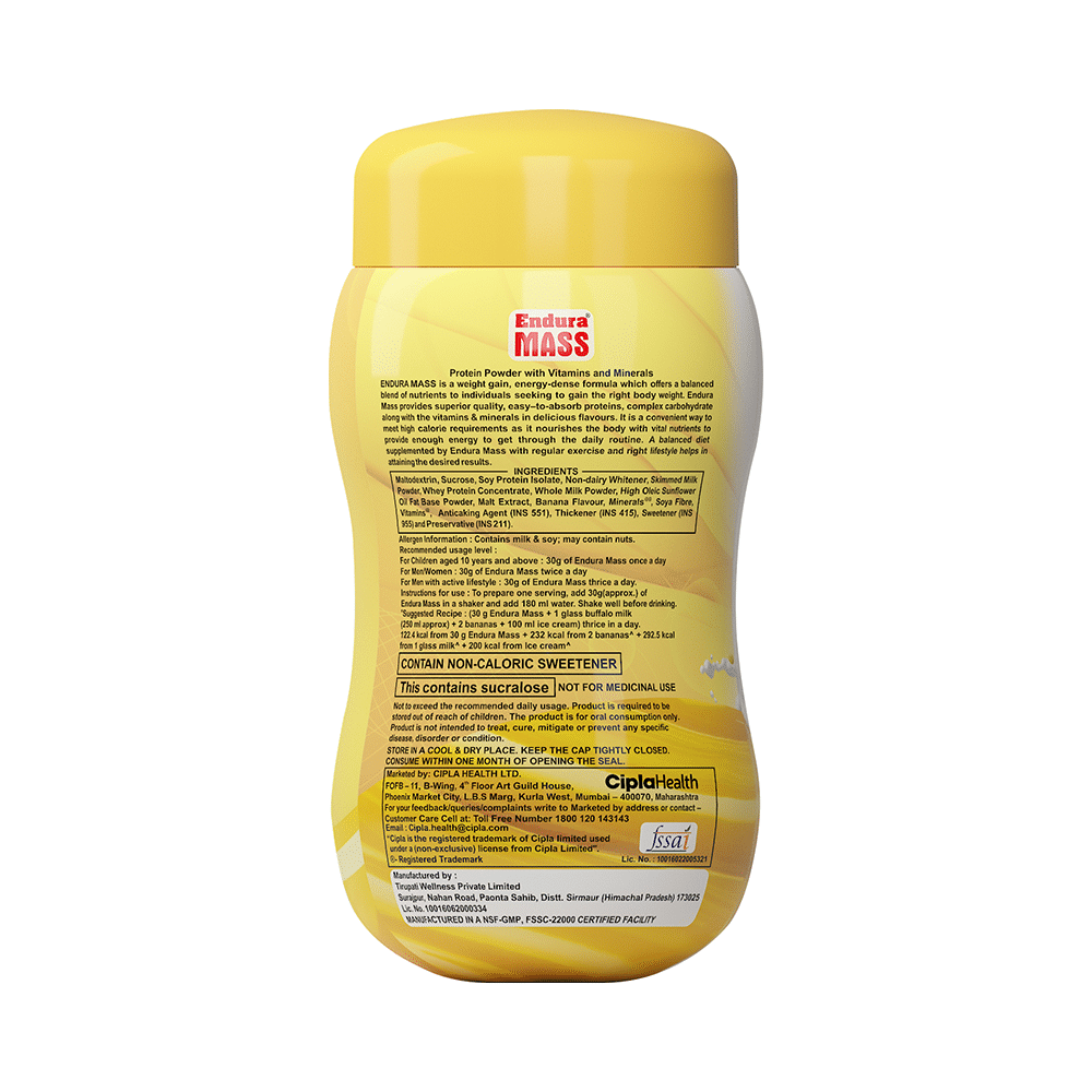 Endura Mass Weight Gainer to Stay Fit | For Adults & Children Above 10 Years | Flavour Banana - Image 2