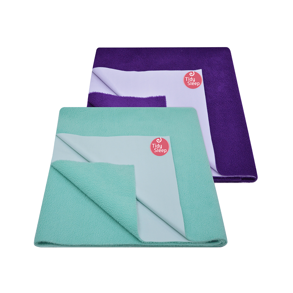 Tidy Sleep Water Proof & Washable Baby Care Dry Sheet & Bed Protector Medium Plum and Ocean Blue