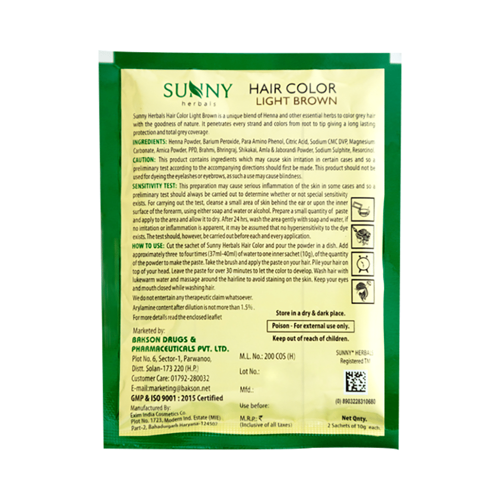 Sunny Herbals Hair Color Light Brown Sachet - Image 2