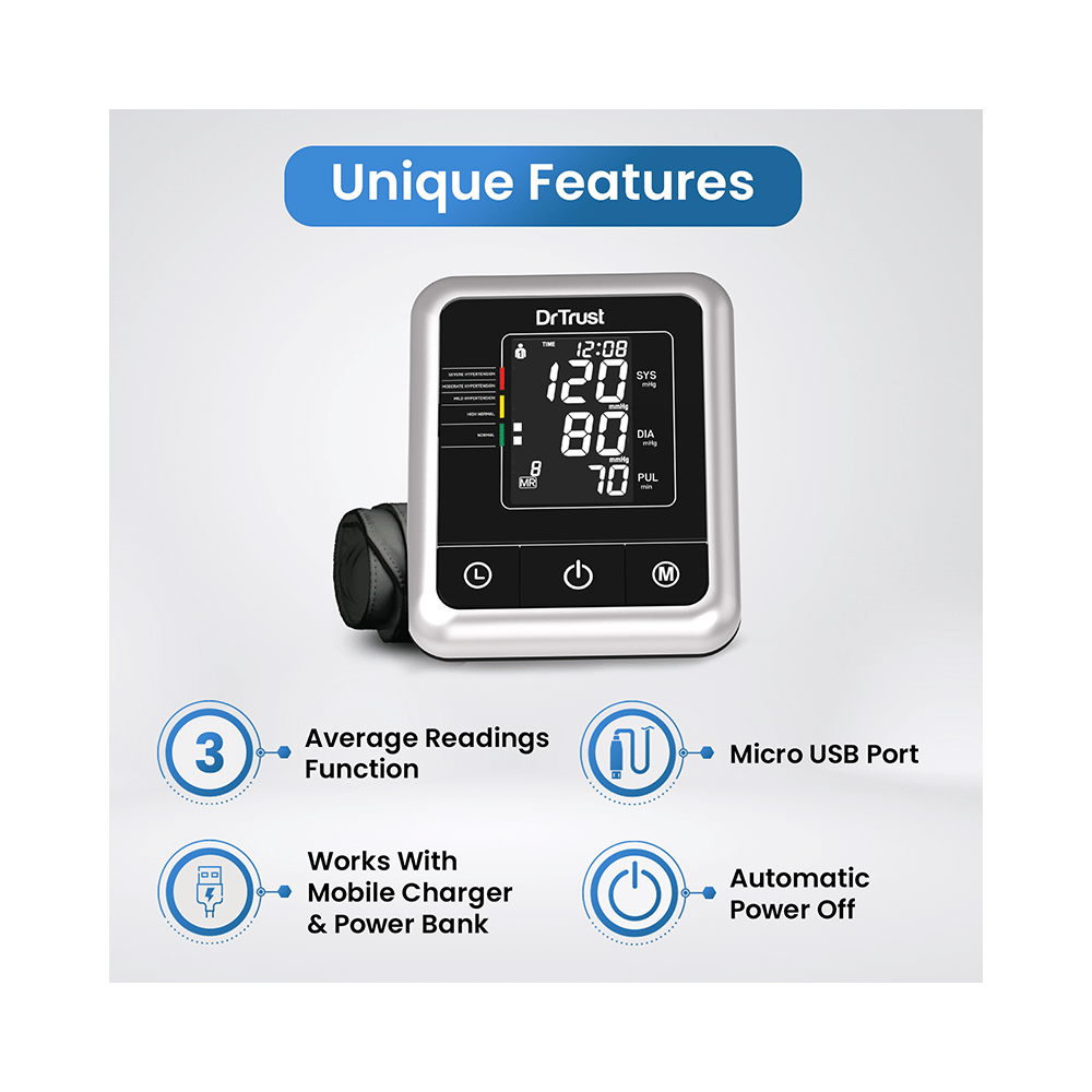 Dr Trust USA Fully Automatic A-One Galaxy Digital Blood Pressure Monitor (Micro Usb Compatible) Black - Image 3