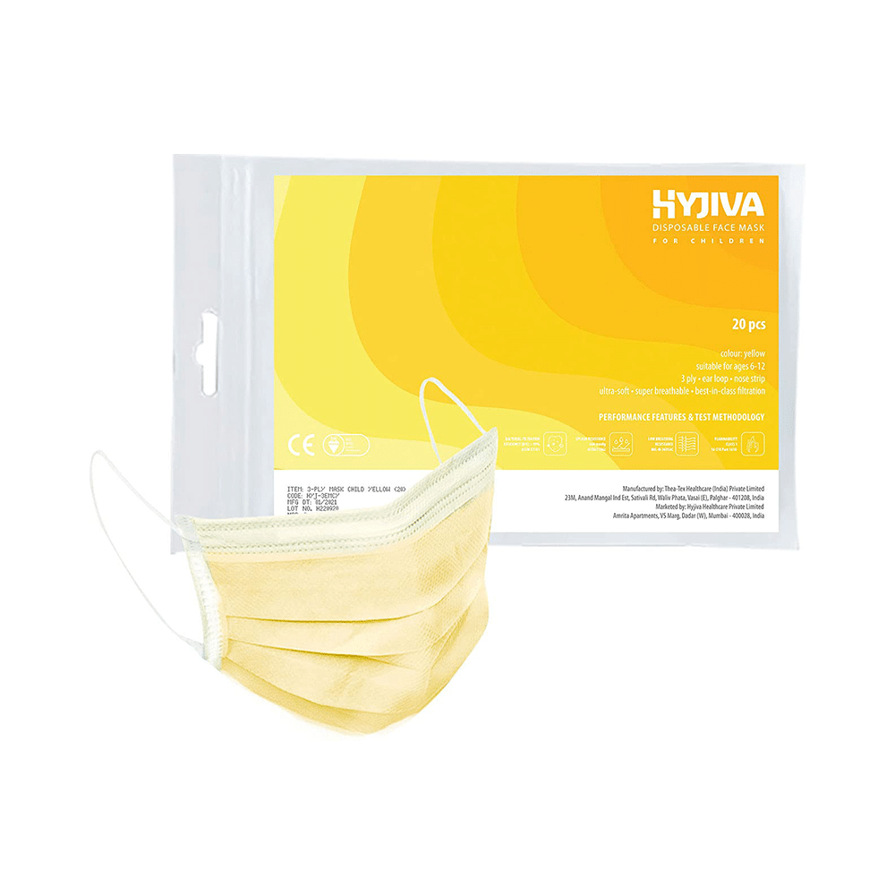 Hyjiva 3 Ply Disposable Face Mask for Children Yellow
