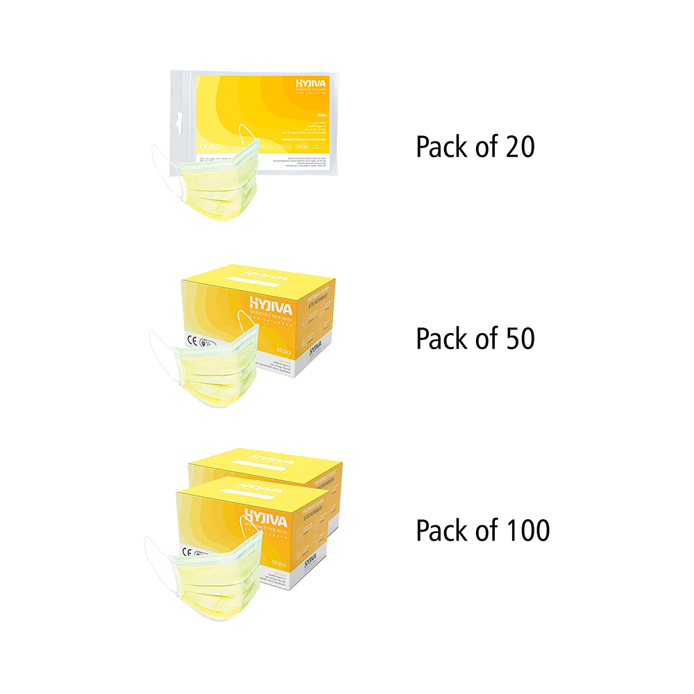 Hyjiva 3 Ply Disposable Face Mask for Children Yellow - Image 5
