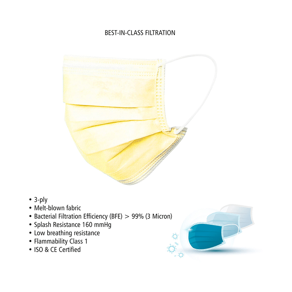 Hyjiva 3 Ply Disposable Face Mask for Children Yellow - Image 3