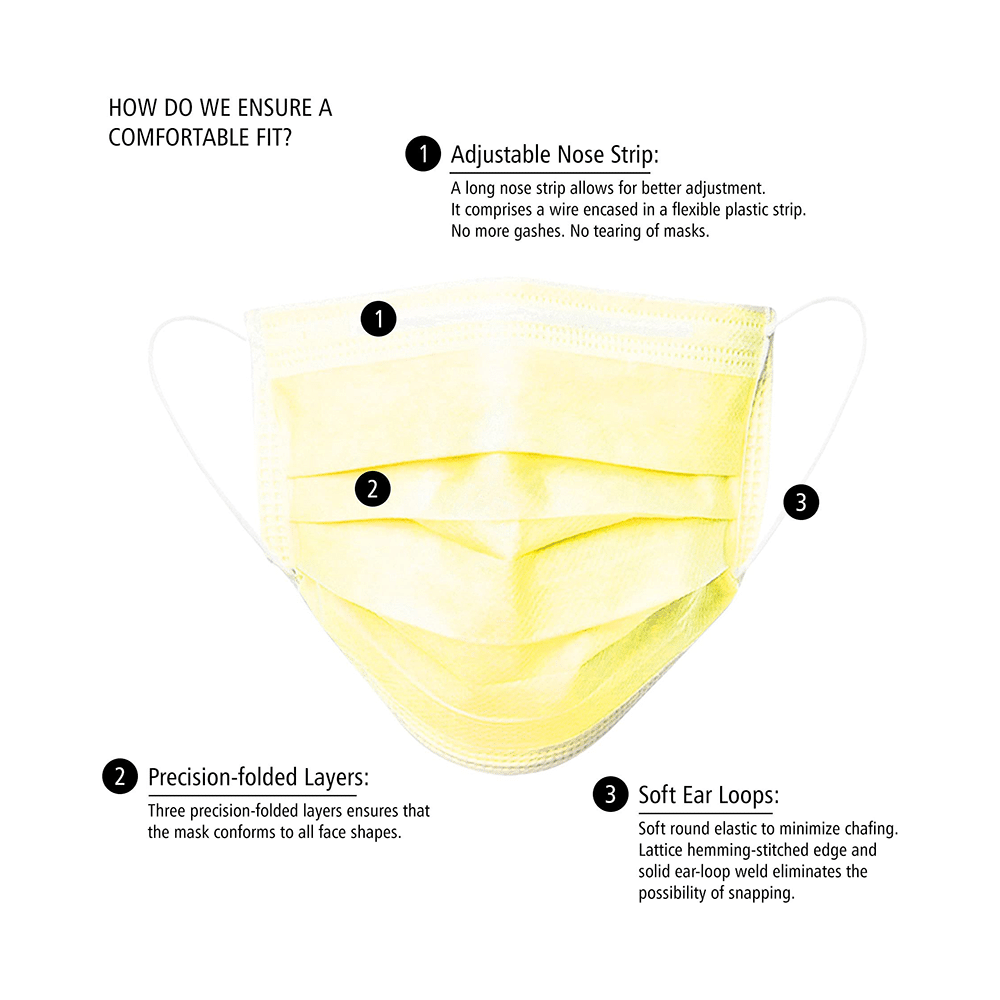 Hyjiva 3 Ply Disposable Face Mask for Children Yellow - Image 2