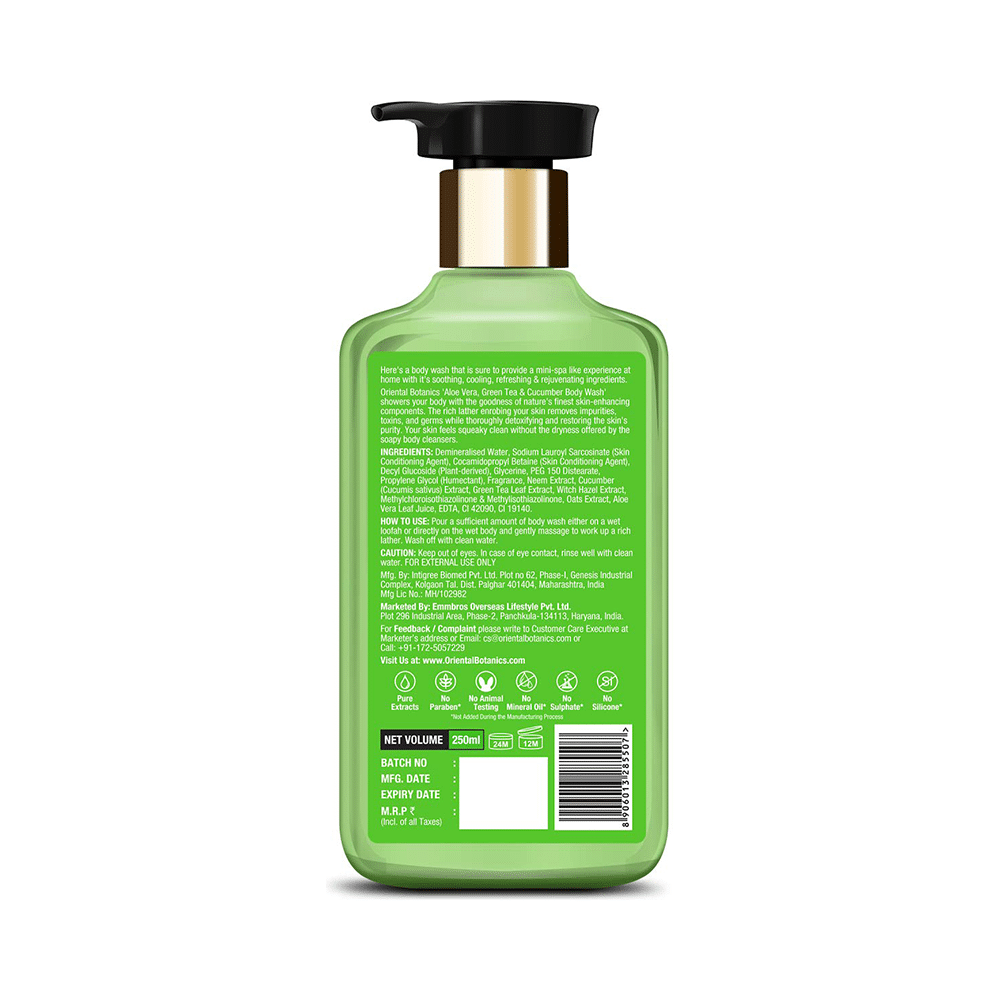 Oriental Botanics Gently Clean Combo (Aloe Vera, Green Tea & Cucumber Body Wash 250ml and Body Lotion 200ml) - Image 6