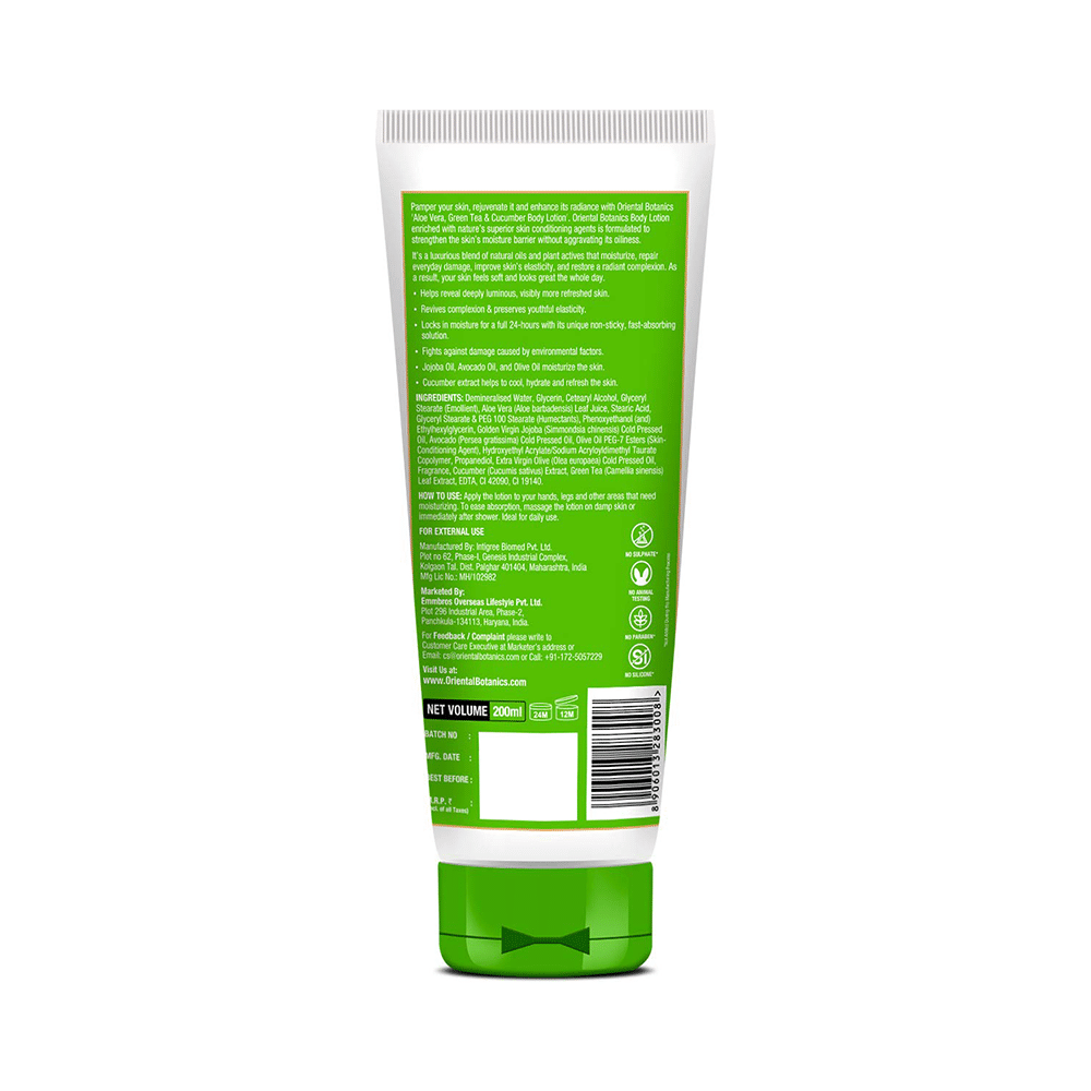 Oriental Botanics Gently Clean Combo (Aloe Vera, Green Tea & Cucumber Body Wash 250ml and Body Lotion 200ml) - Image 3