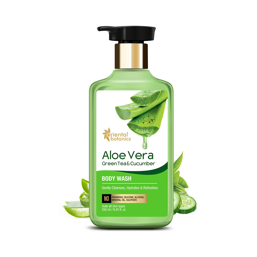 Oriental Botanics Gently Clean Combo (Aloe Vera, Green Tea & Cucumber Body Wash 250ml and Body Lotion 200ml) - Image 5