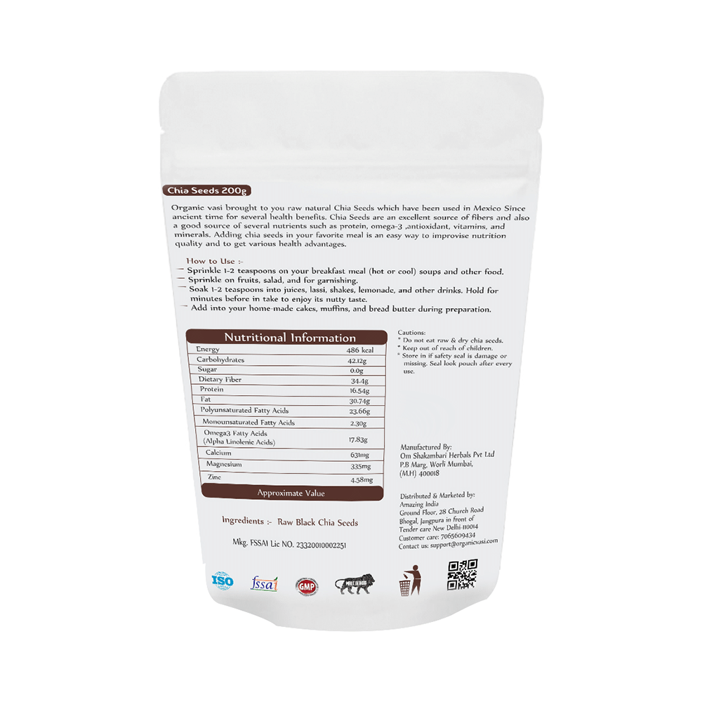 Organic Vasi Unroasted Raw Chia Seeds - Image 2