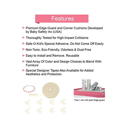 Safe-O-Kid Unique High Density L-Shaped 5mtr Long 2 Edge Guard Strip with 8 Corners White - Image 2