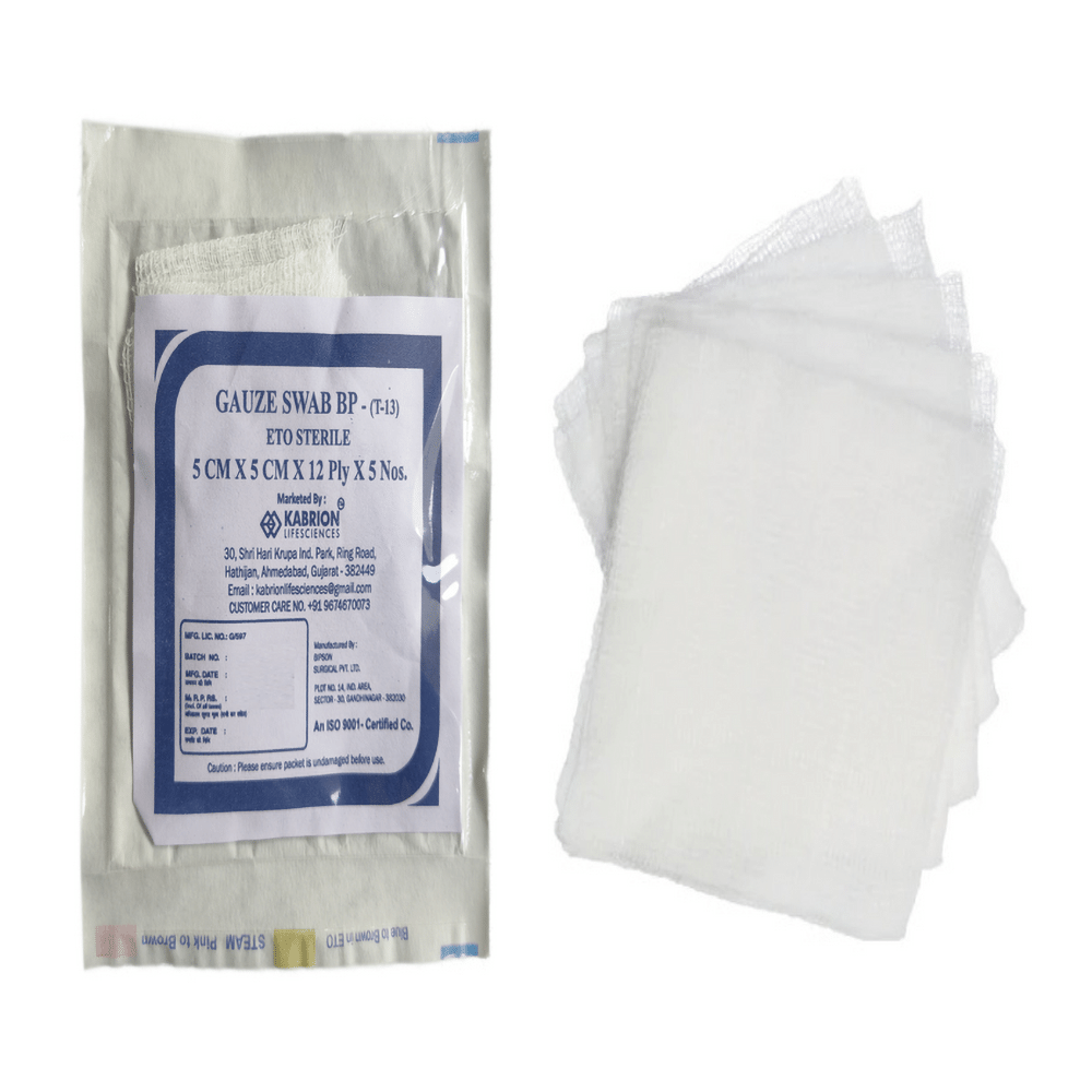 Agarwals Kabrion Kab Gauze Swabs Sterile (5 Each) 5cm x 5cm x 12ply - Image 2
