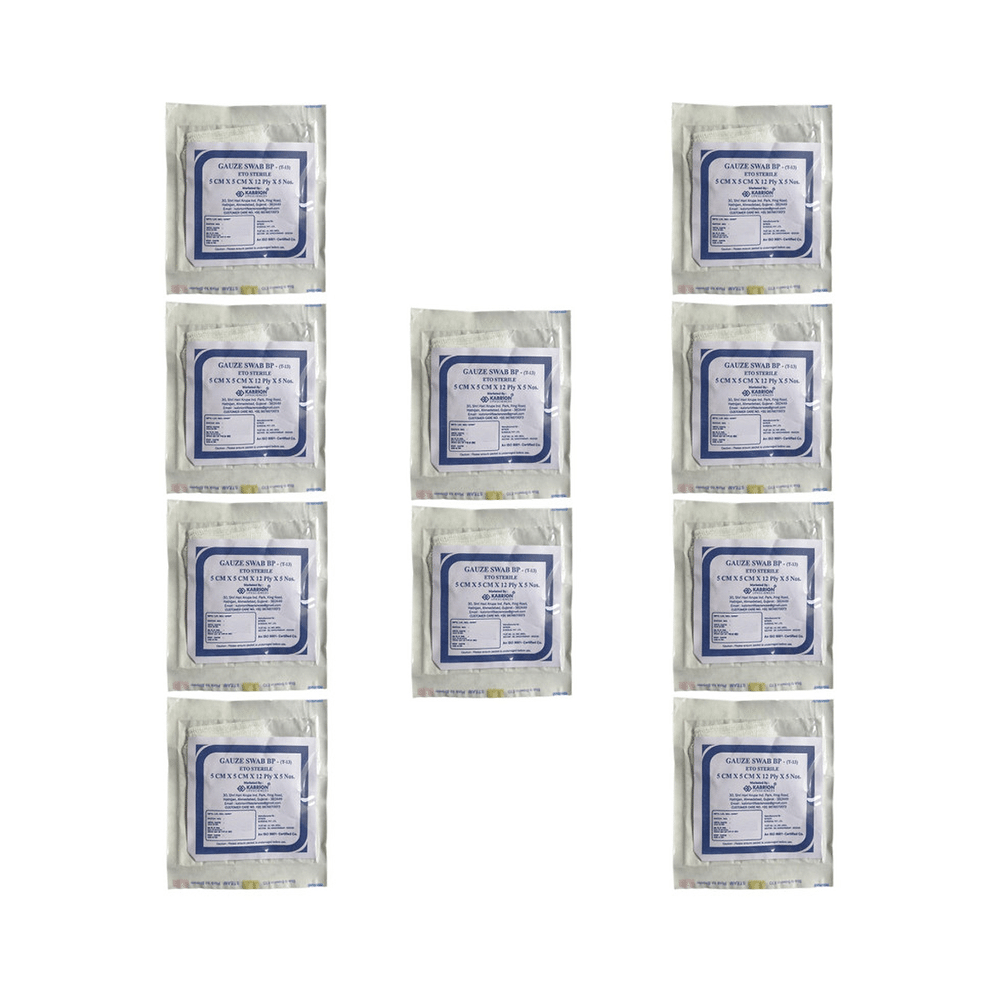 Agarwals Kabrion Kab Gauze Swabs Sterile (5 Each) 5cm x 5cm x 12ply