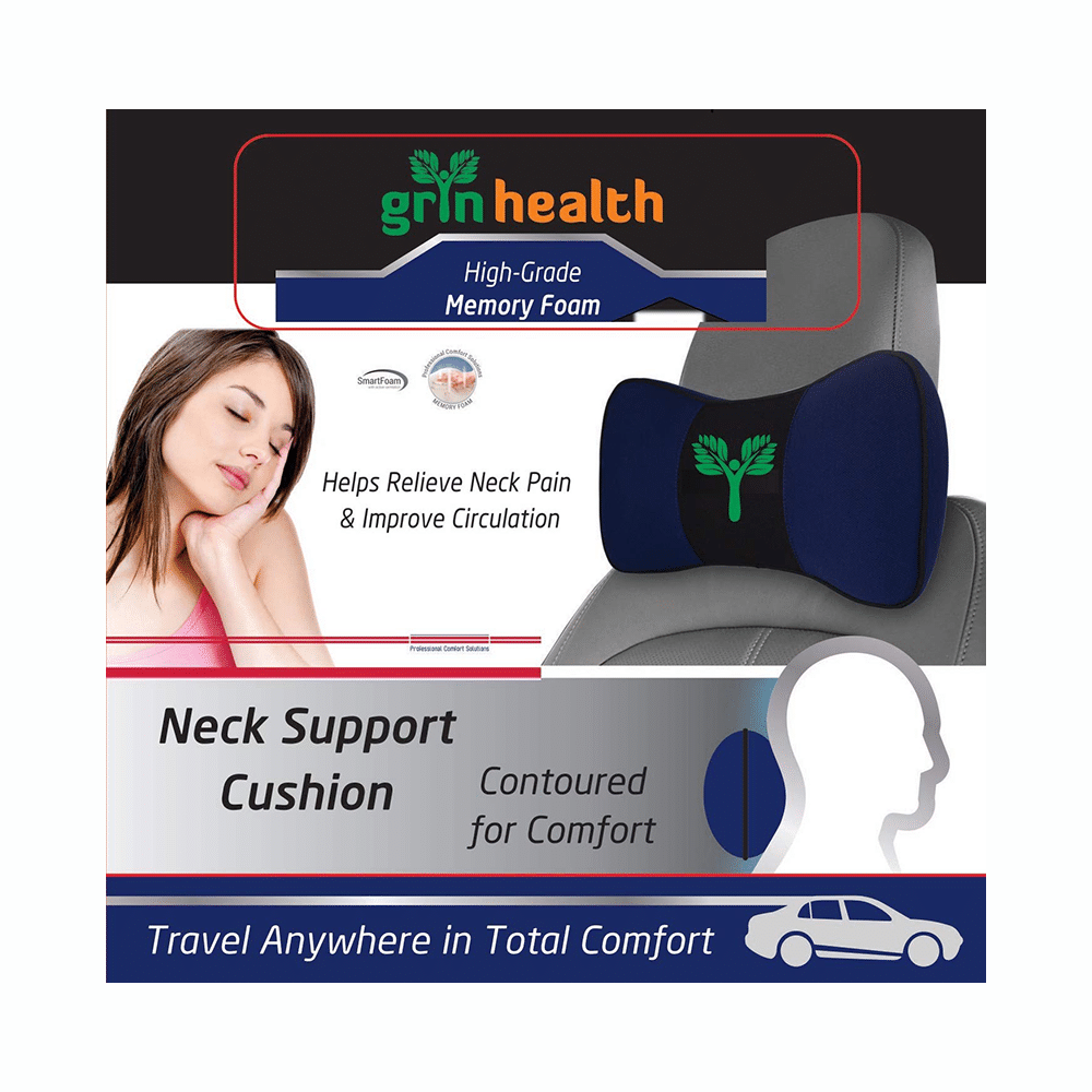 Grin Health Memory Foam Car Neck Pillow Blue - Image 3