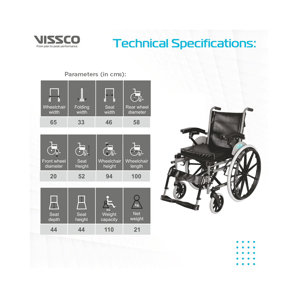 Vissco 2930 Imperio Wheelchair with Removable Mag Wheels Universal - Image 3