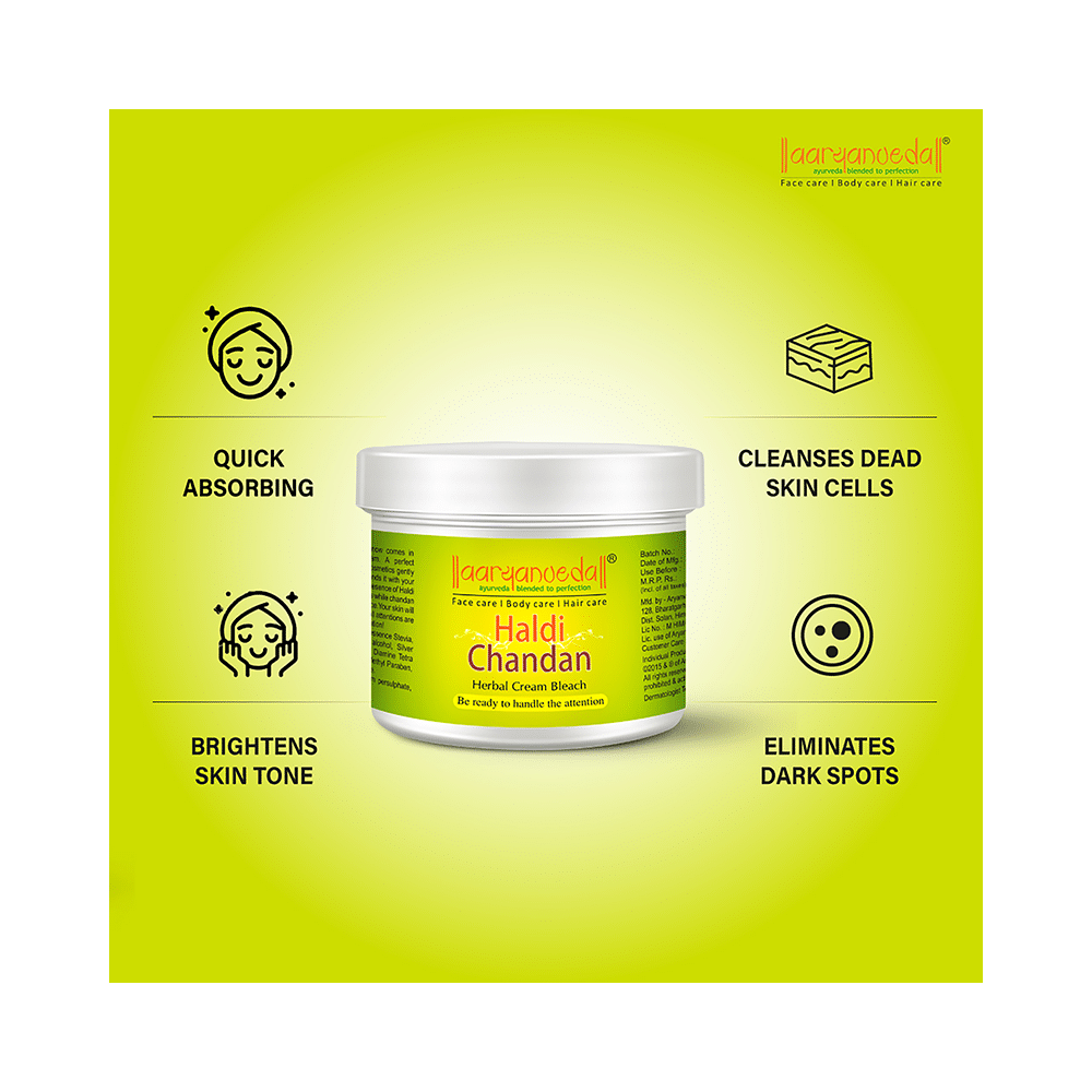 Aryanveda Haldi Chandan Herbal Cream Bleach (43gm Each) - Image 2