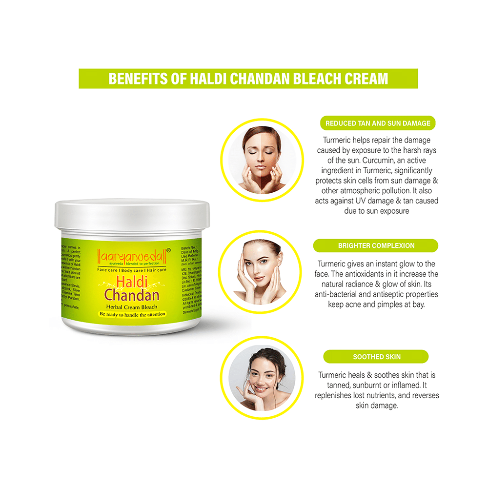 Aryanveda Haldi Chandan Herbal Cream Bleach (43gm Each) - Image 3