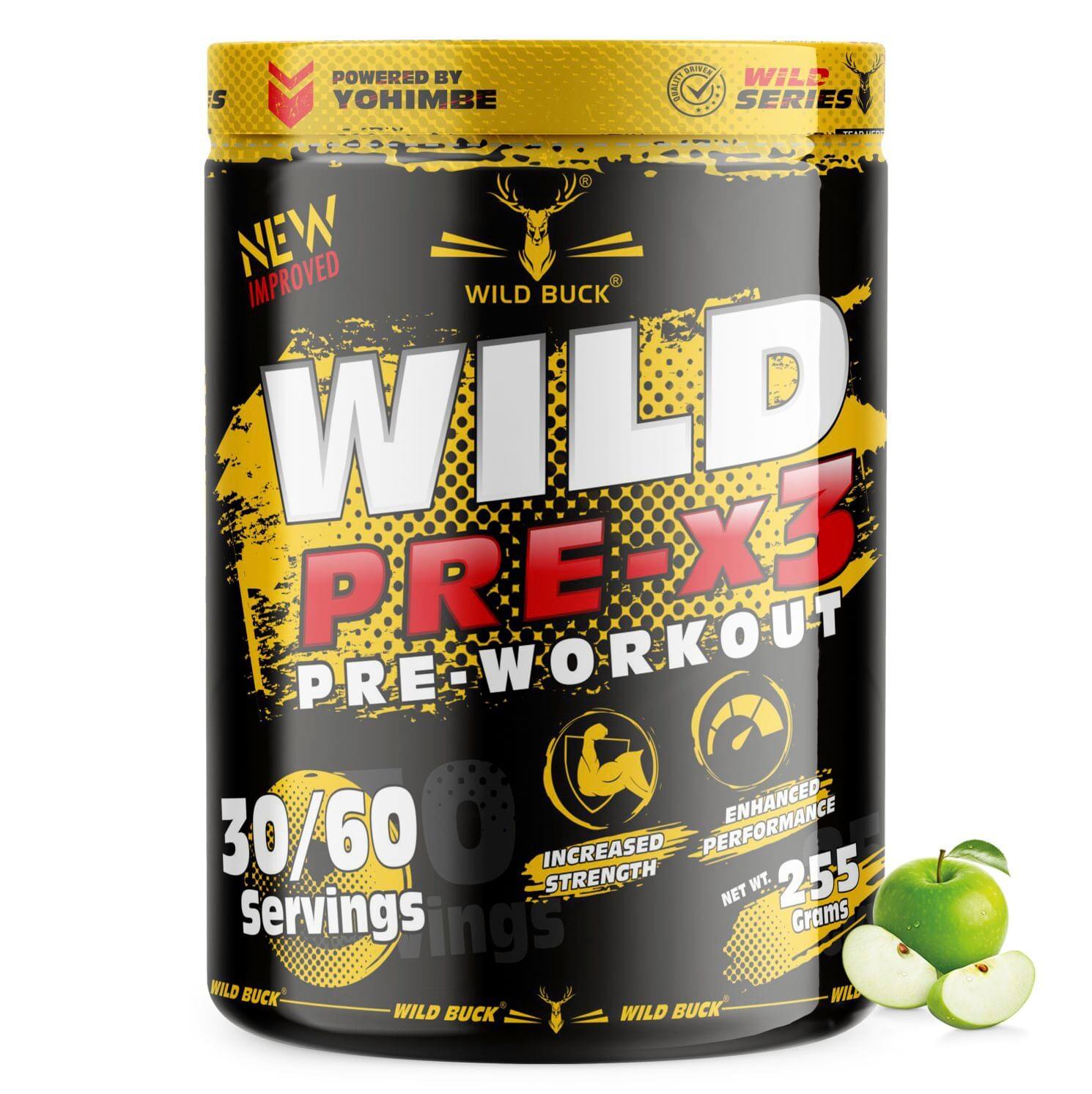 Wild Buck Wild Pre-X3 Pre-Workout Green Apple