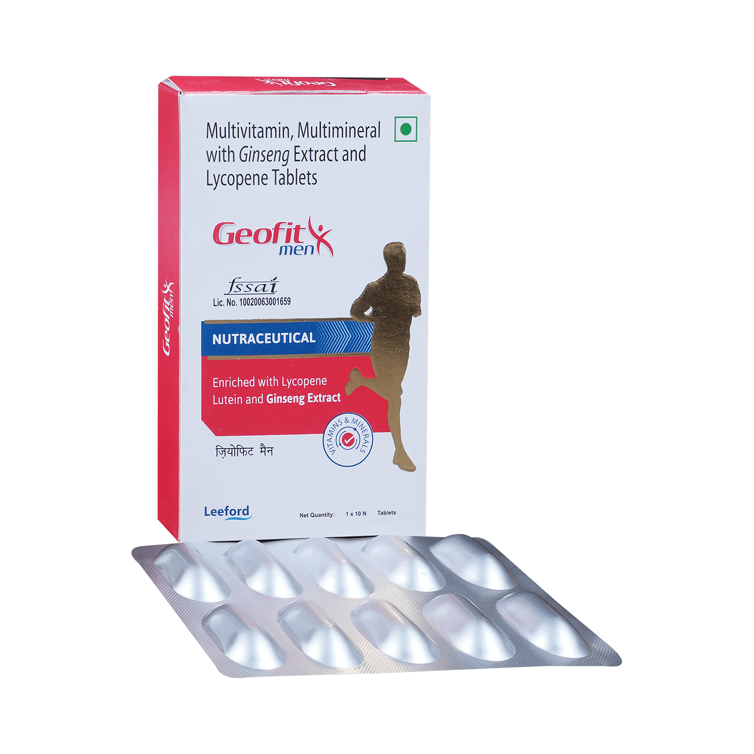 Geofit Men  Multivitamin, Multimineral with Ginseng Extract, Lutein & Lycopene Tablet | For Energy, Bones, Hair, Immunity & Antioxidant Support
