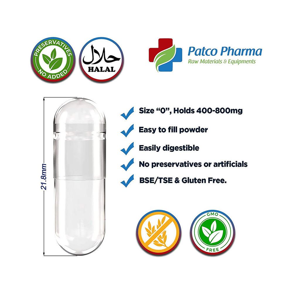 Patco Pharma Empty Hard Gelatin Capsule Size 0 Clear - Image 3