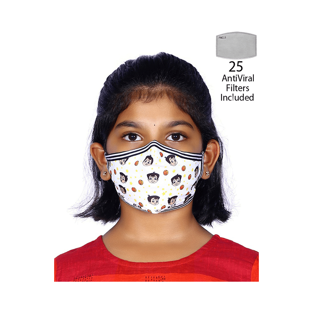 Vibe Chhota Bheem Premium Re-Usable Face Mask for Kids with 25 Filters Free Size Star - Image 5