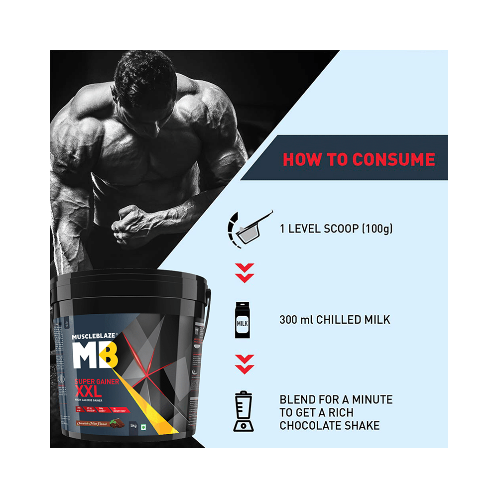 MuscleBlaze Super Gainer XXL for Muscle Growth | No Added Sugar | Chocolate Mint - Image 8