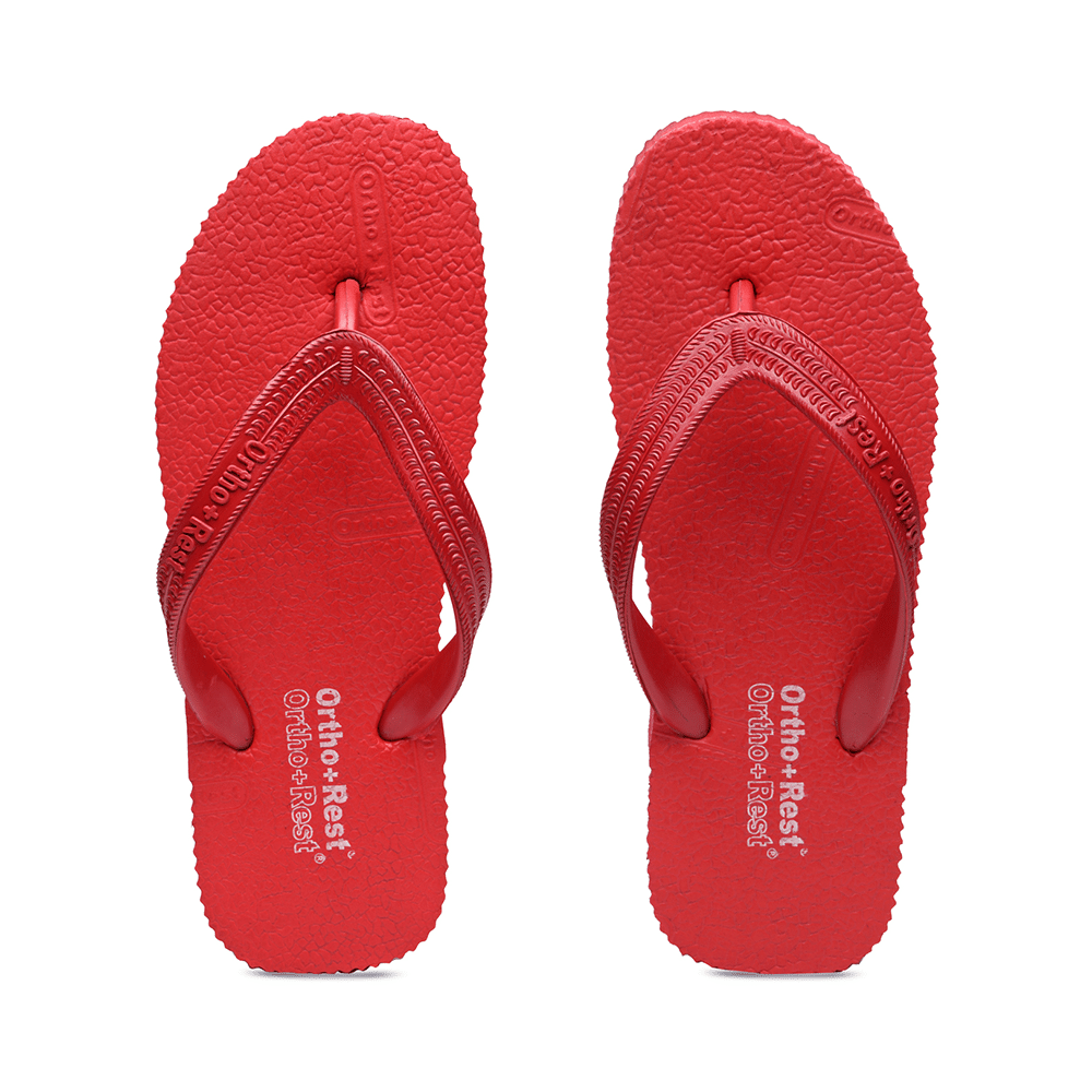 Ortho + Rest Unisex Hawaii Chappal Orthopedic Comfort, Bathroom Rubber Flip-Flops Red 10 - Image 2