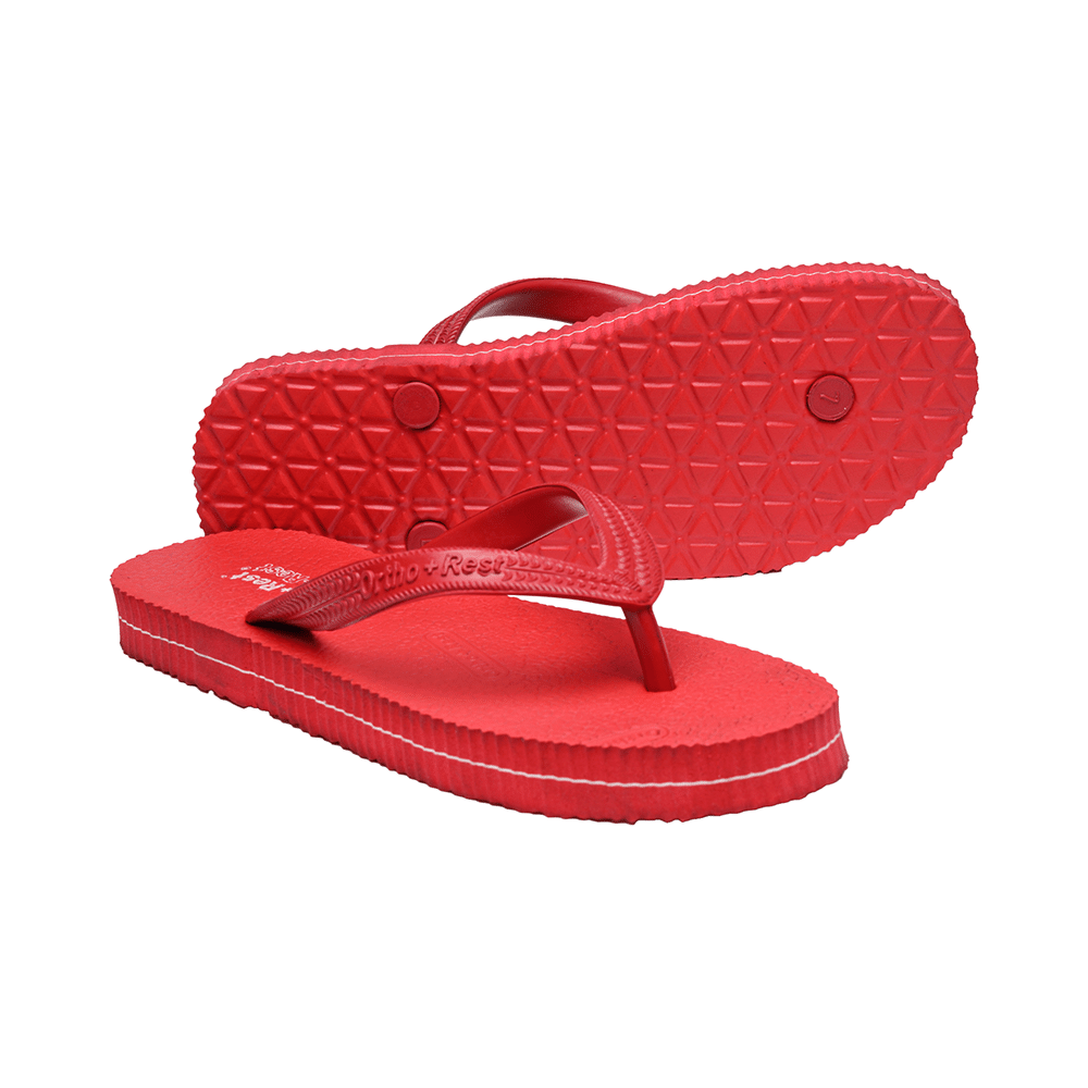 Ortho + Rest Unisex Hawaii Chappal Orthopedic Comfort, Bathroom Rubber Flip-Flops Red 10 - Image 4