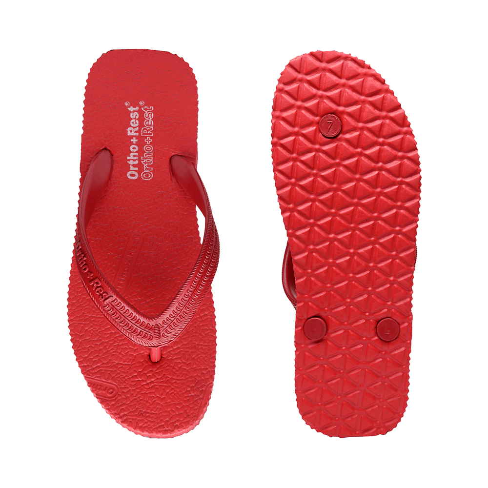 Ortho + Rest Unisex Hawaii Chappal Orthopedic Comfort, Bathroom Rubber Flip-Flops Red 10 - Image 5