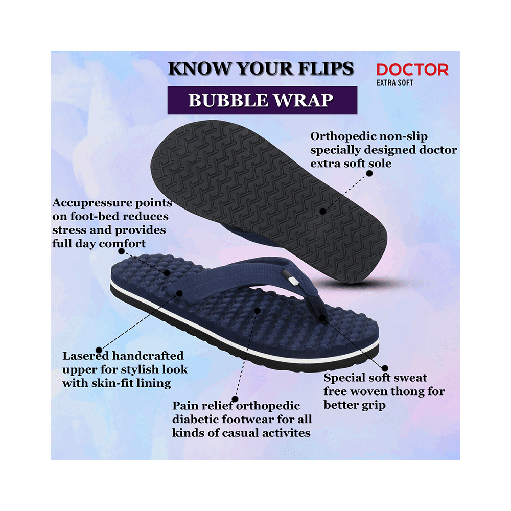 Doctor Extra Soft D30 Ortho Care House Flip-Flop Slipper for Women Navy 8 - Image 10