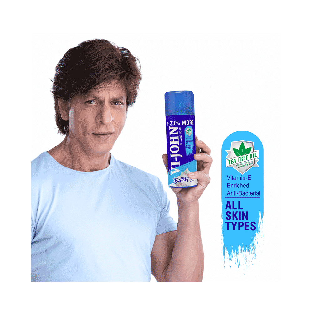 Vi-John Combo Pack of Buttery Cool Tea Tree Oil Shaving Foam (400gm) & Platinum Plated Master Stroke Razor (5) All Skin Type - Image 3